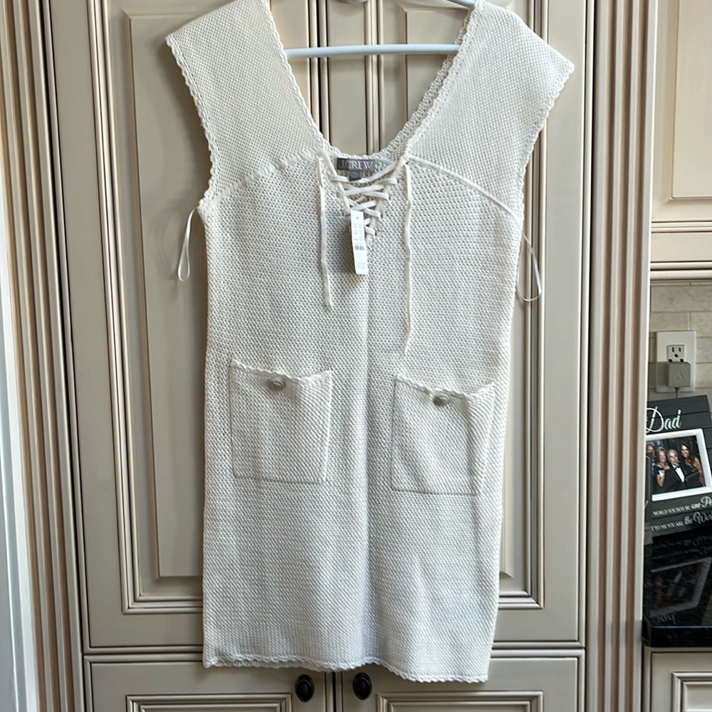 J CREW BEACH COVER UP IVORY KNIT XS NEW